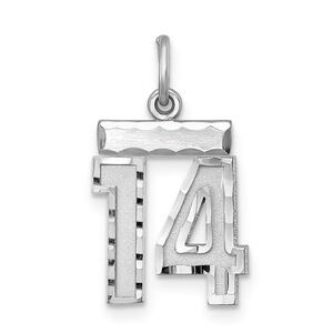 Sterling Silver, Varsity Collection, Small D/C Pendant, Number 14